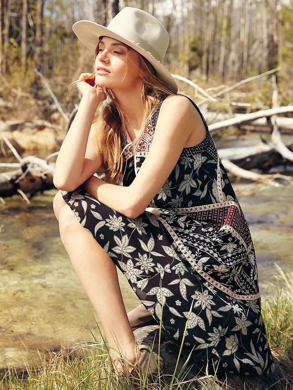 FLOREAT x ANTHRO Grasslands Sleeveless Embroidered Crochet Midi Dress 12